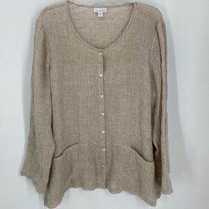 Pure Jill by J. Jill Linen Button Front Top Size Large